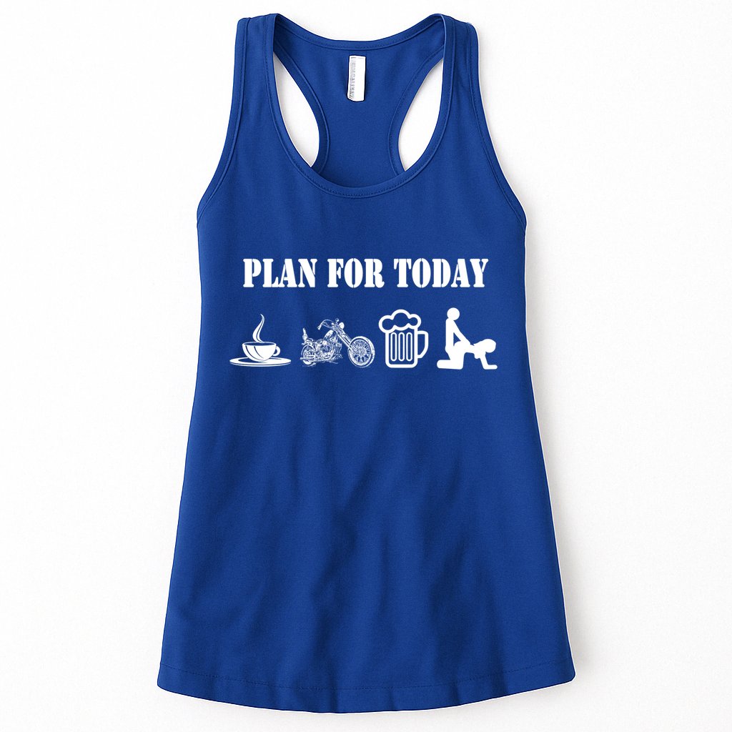 Funny Biker Chopper Motorcycle Plan For Day Gift Womens Tank Top