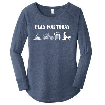 Funny Biker Chopper Motorcycle Plan For Day Gift Women's Perfect Tri Tunic Long Sleeve Shirt