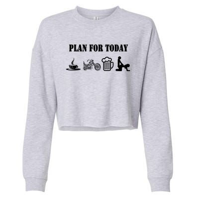 Funny Biker Chopper Motorcycle Plan For Day Gift Cropped Pullover Crew