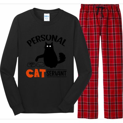 Funny Black Cat Personal Cat Servant Long Sleeve Pajama Set