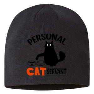 Funny Black Cat Personal Cat Servant Sustainable Beanie