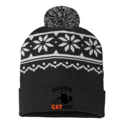 Funny Black Cat Personal Cat Servant USA-Made Snowflake Beanie