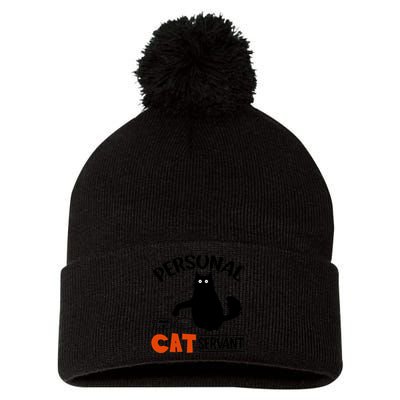 Funny Black Cat Personal Cat Servant Pom Pom 12in Knit Beanie