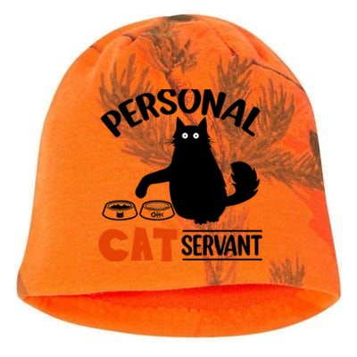 Funny Black Cat Personal Cat Servant Kati - Camo Knit Beanie