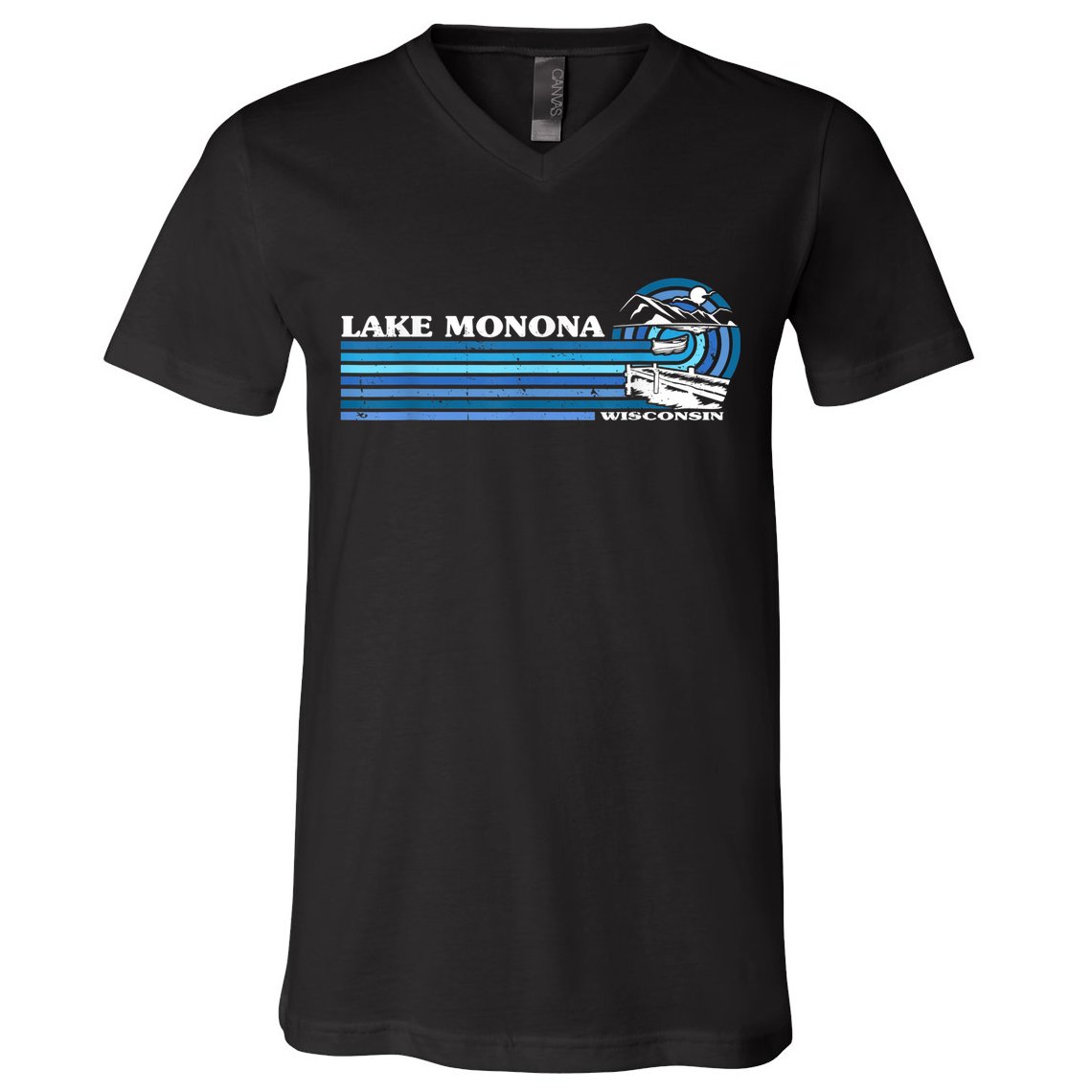 Fishing Boating Camping Lake Vacation Lake Monona V-Neck T-Shirt