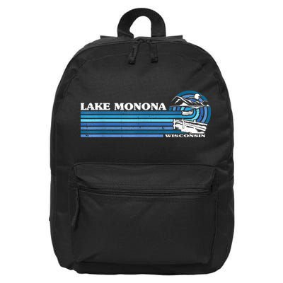 Fishing Boating Camping Lake Vacation Lake Monona 16 in Basic Backpack