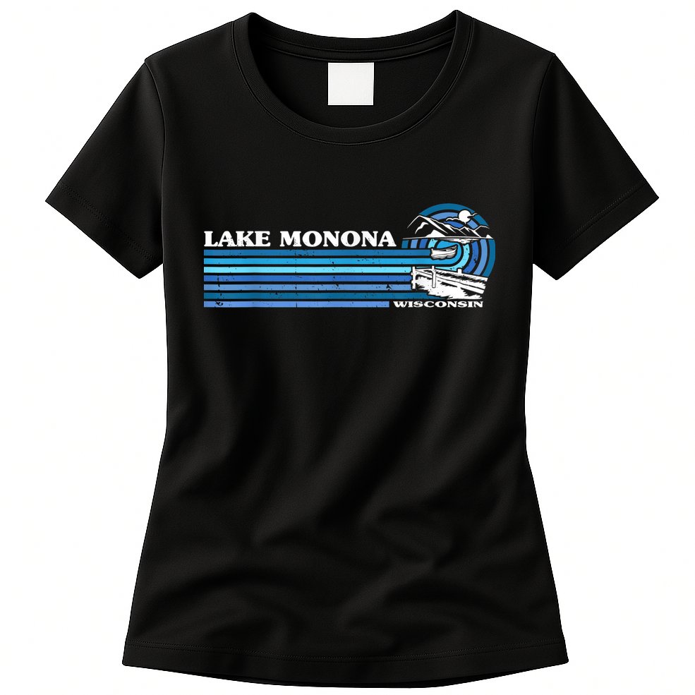 Fishing Boating Camping Lake Vacation Lake Monona Womens T-Shirt