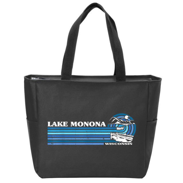 Fishing Boating Camping Lake Vacation Lake Monona Zip Tote Bag