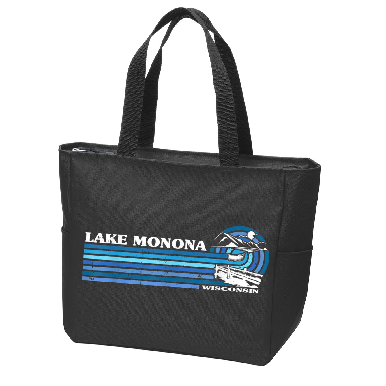 Fishing Boating Camping Lake Vacation Lake Monona Zip Tote Bag