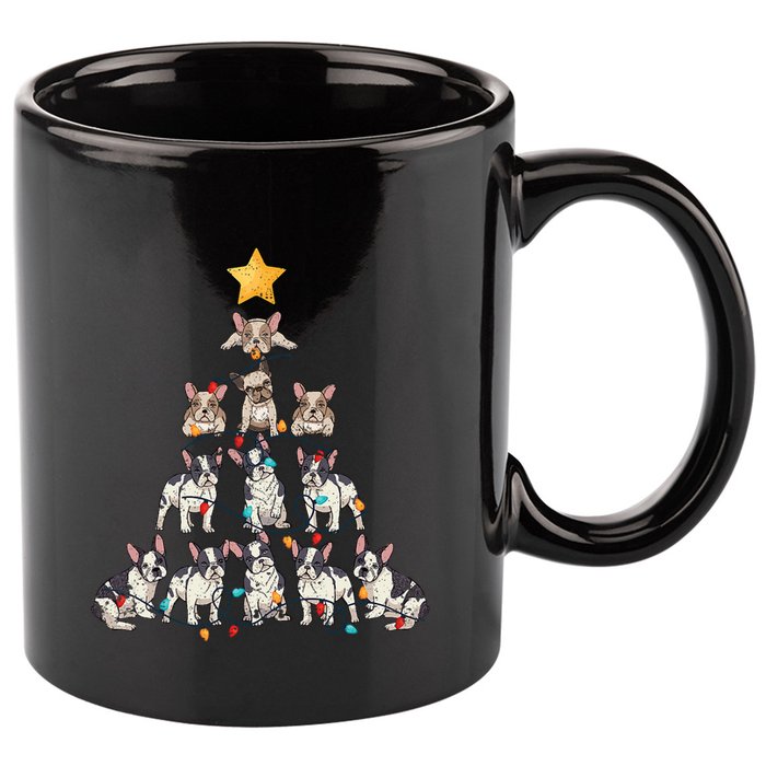 French Bulldog Christmas Tree Frenchie Dog Xmas Pjs Pajamas 11oz C Handle Ceramic Mug