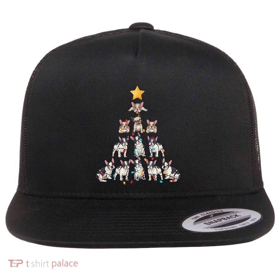 French Bulldog Christmas Tree Frenchie Dog Xmas Pjs Pajamas Flatbill Hat