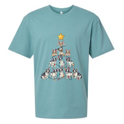 French Bulldog Christmas Tree Frenchie Dog Xmas Pjs Pajamas Sueded Cloud Jersey T-Shirt