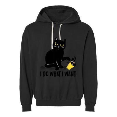 Funny Black Cat I Do What I Want Cat Lover Gifts Garment-Dyed Fleece Hoodie