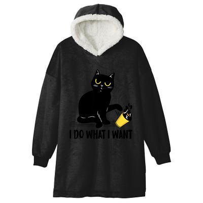 Funny Black Cat I Do What I Want Cat Lover Gifts Hooded Wearable Blanket
