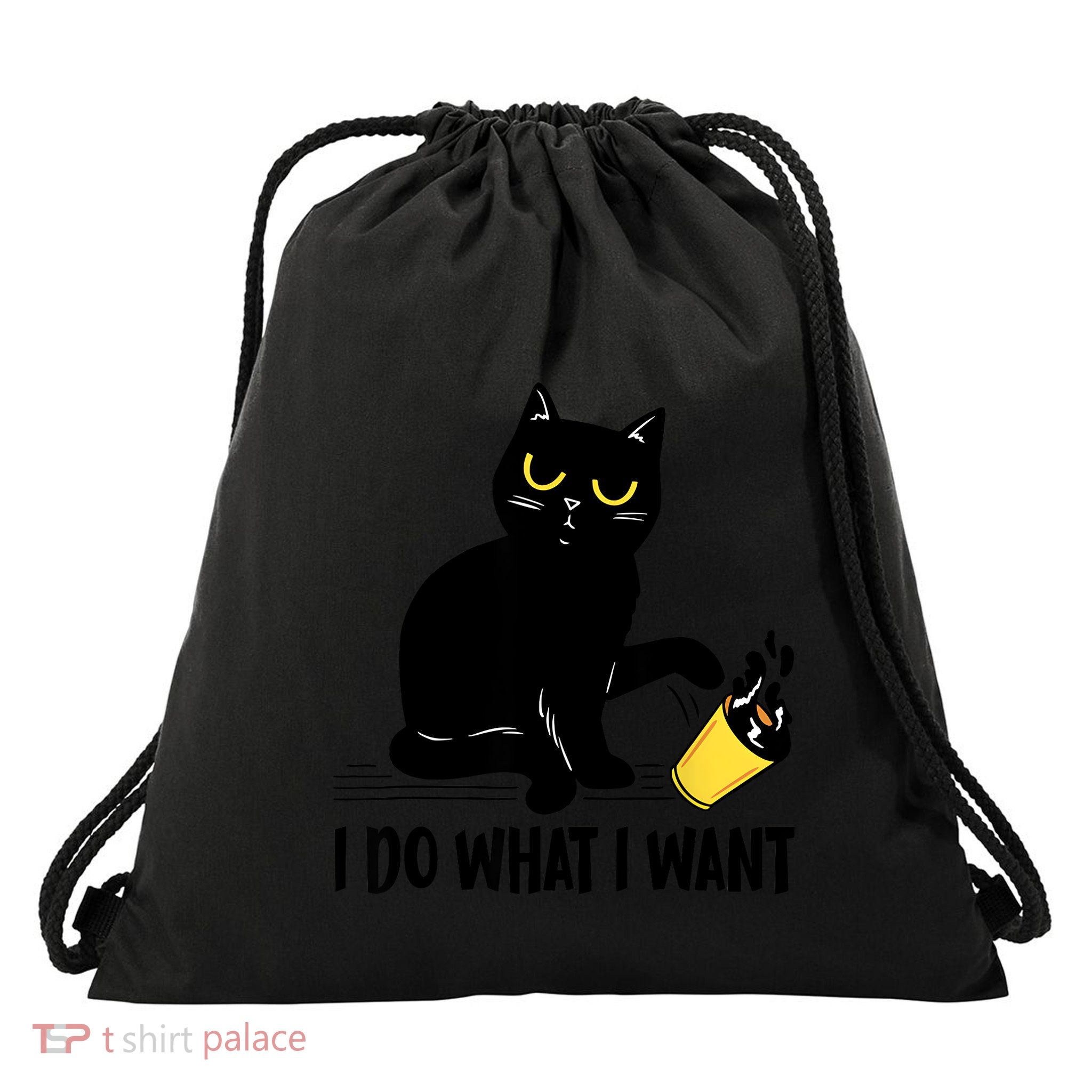 Funny Black Cat I Do What I Want Cat Lover Gifts Drawstring Bag