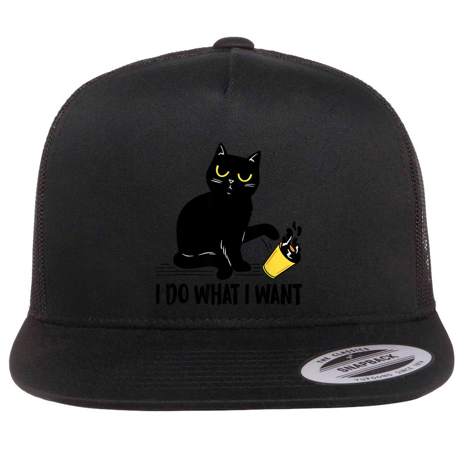 Funny Black Cat I Do What I Want Cat Lover Gifts Flat Bill Trucker Hat