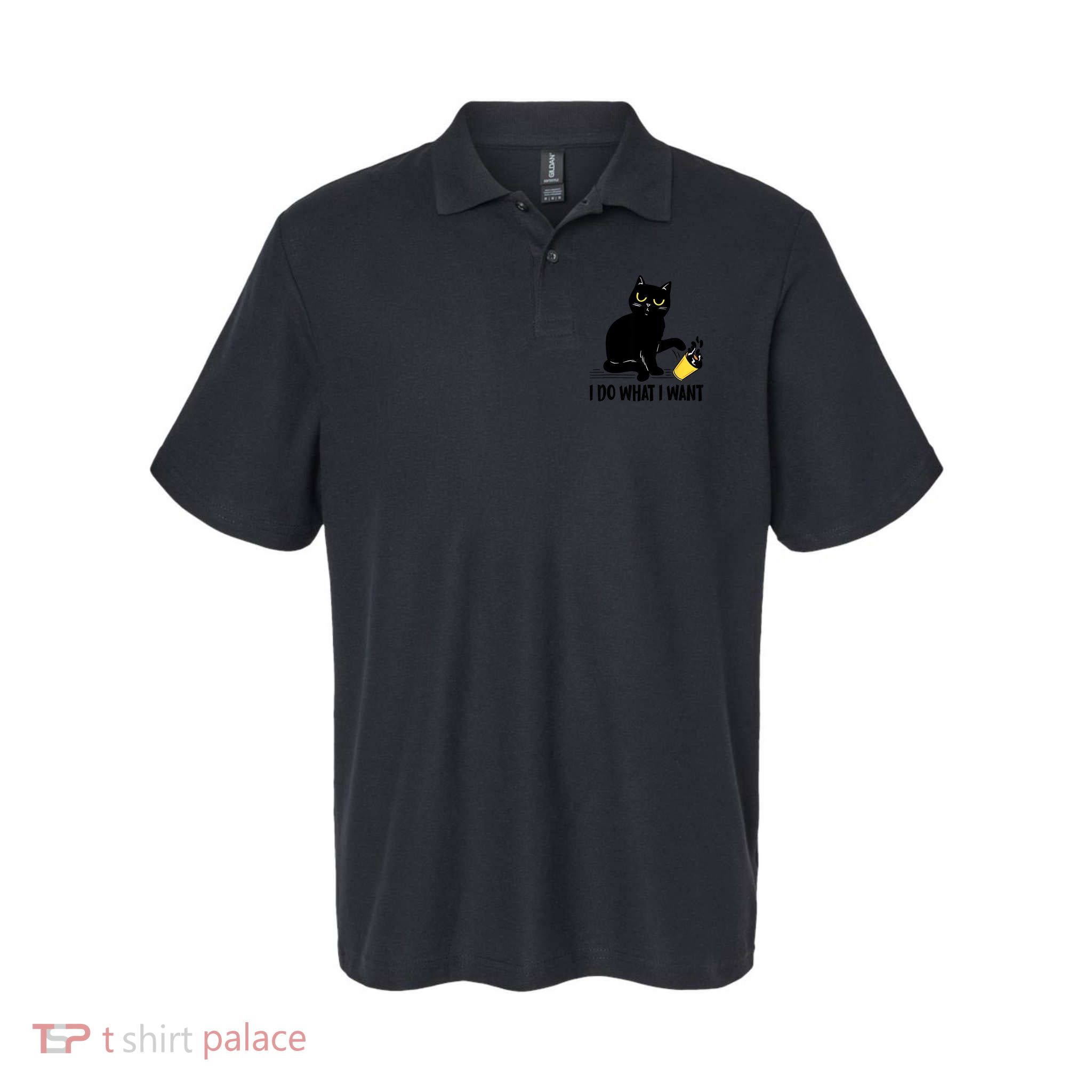 Funny Black Cat I Do What I Want Cat Lover Gifts Polo