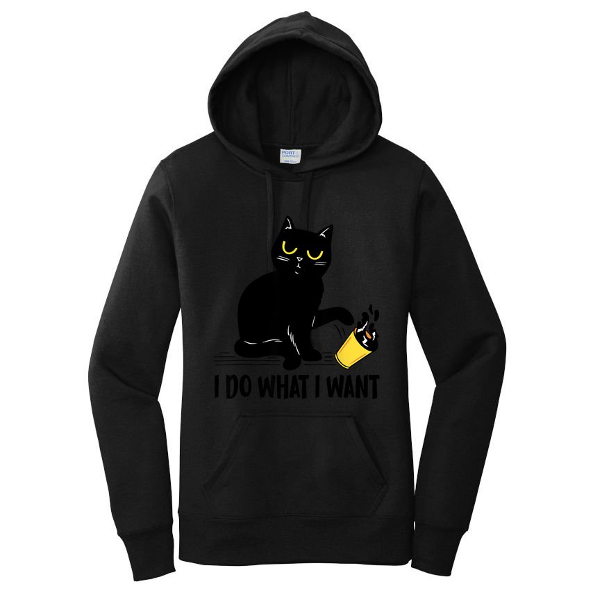 Funny Black Cat I Do What I Want Cat Lover Gifts Women's Pullover Hoodie