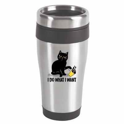 Funny Black Cat I Do What I Want Cat Lover Gifts 16oz Travel Tumbler