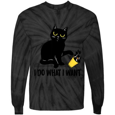 Funny Black Cat I Do What I Want Cat Lover Gifts Tie-Dye Long Sleeve Shirt