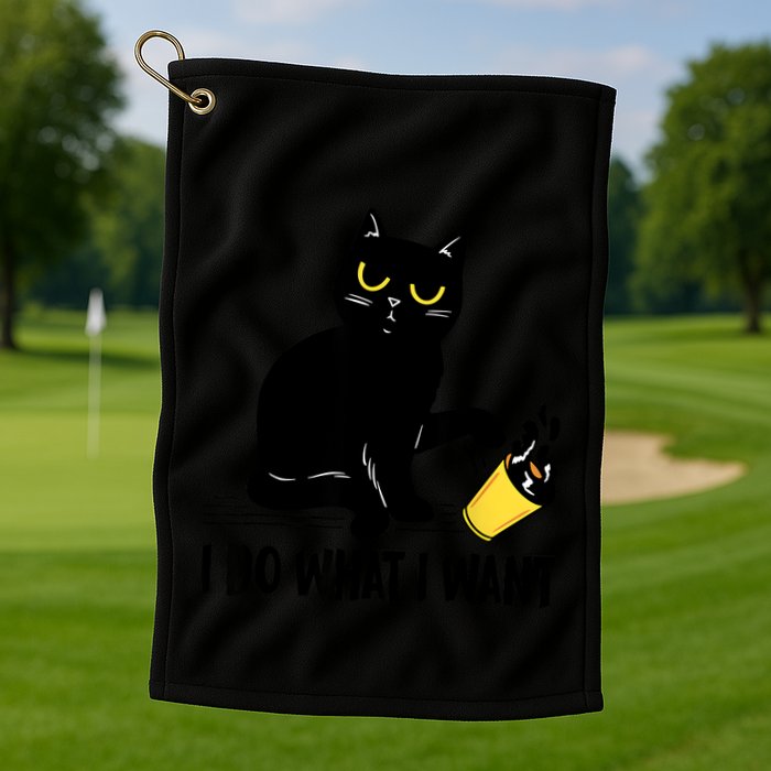 Funny Black Cat I Do What I Want Cat Lover Gifts Golf Towel