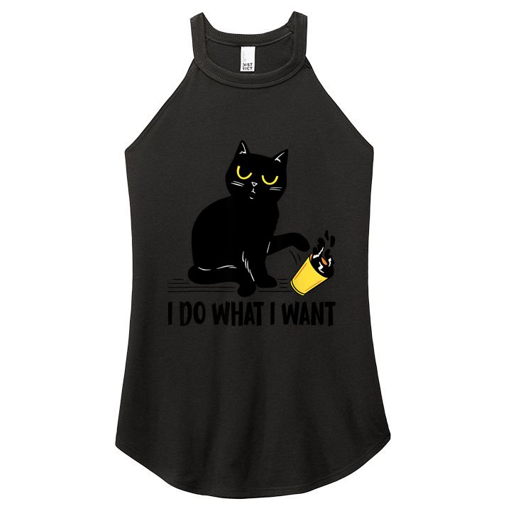 Funny Black Cat I Do What I Want Cat Lover Gifts Women's Perfect Tri Rocker Tank