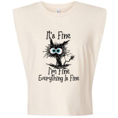 Funny Black Cat ItS Fine IM Fine Everything Is Fine Garment-Dyed Women's Muscle Tee