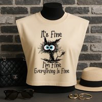 Funny Black Cat ItS Fine IM Fine Everything Is Fine Garment-Dyed Women's Muscle Tee