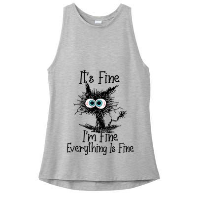 Funny Black Cat ItS Fine IM Fine Everything Is Fine Ladies PosiCharge Tri-Blend Wicking Tank