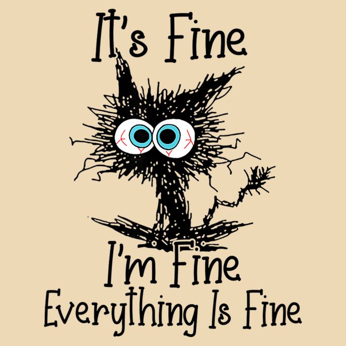 Funny Black Cat ItS Fine IM Fine Everything Is Fine Bag