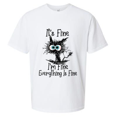 Funny Black Cat ItS Fine IM Fine Everything Is Fine Sueded Cloud Jersey T-Shirt