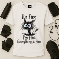 Funny Black Cat ItS Fine IM Fine Everything Is Fine Performance Shirt