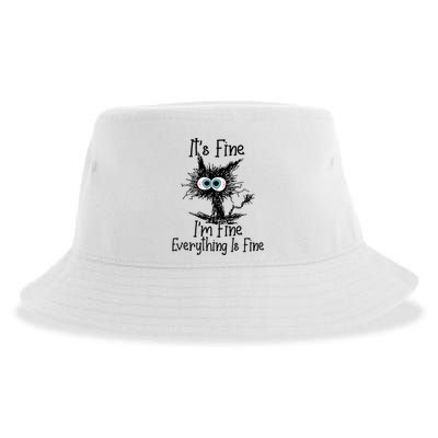 Funny Black Cat ItS Fine IM Fine Everything Is Fine Sustainable Bucket Hat