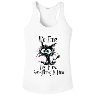 Funny Black Cat ItS Fine IM Fine Everything Is Fine Ladies PosiCharge Competitor Racerback Tank