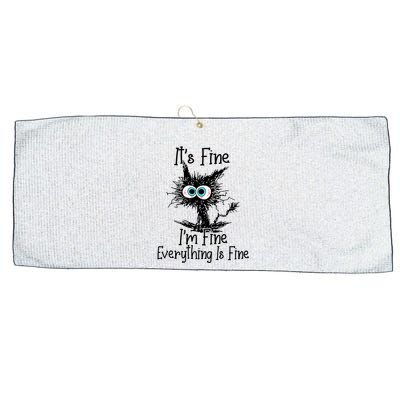 Funny Black Cat ItS Fine IM Fine Everything Is Fine Large Microfiber Waffle Golf Towel
