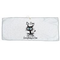 Funny Black Cat ItS Fine IM Fine Everything Is Fine Large Microfiber Waffle Golf Towel