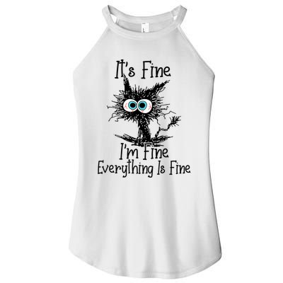 Funny Black Cat ItS Fine IM Fine Everything Is Fine Women's Perfect Tri Rocker Tank