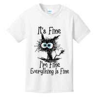 Funny Black Cat ItS Fine IM Fine Everything Is Fine Kids T-Shirt
