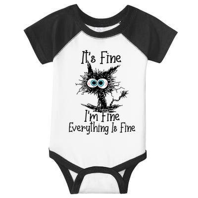 Funny Black Cat ItS Fine IM Fine Everything Is Fine Infant Baby Jersey Bodysuit