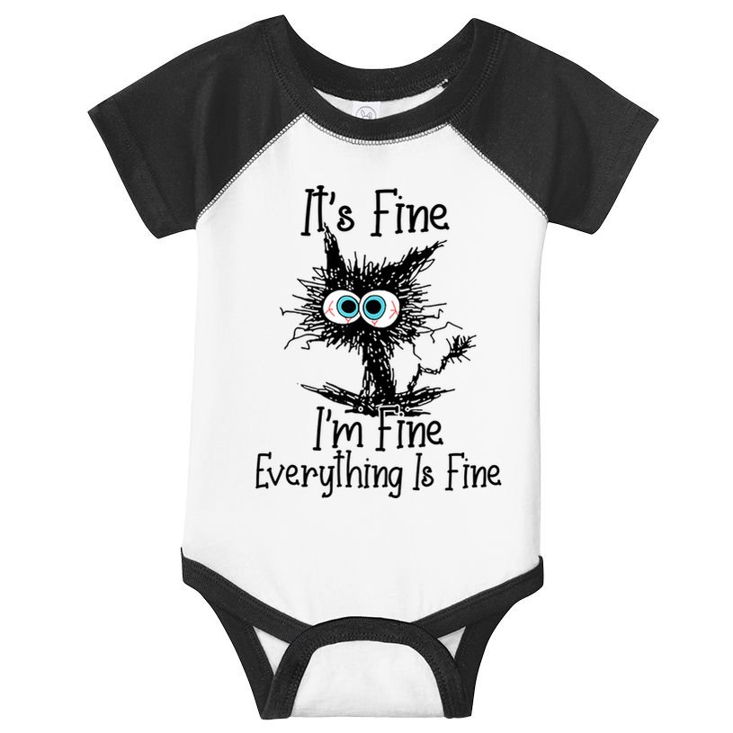 Funny Black Cat ItS Fine IM Fine Everything Is Fine Infant Baby Jersey Bodysuit