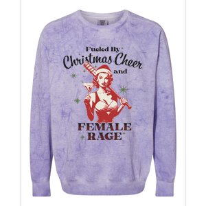 Fueled By Christmas Cheer And Female Rage Funny Liberal Colorblast Crewneck Sweatshirt