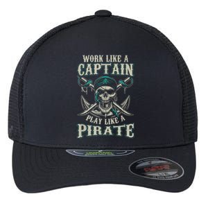 Funny Boat Captain Boating Pirate Motorboat Flexfit Unipanel Trucker Cap