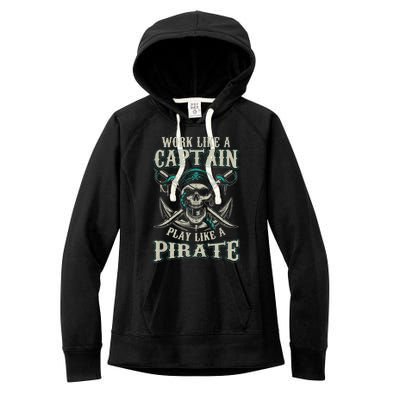 Funny Boat Captain Boating Pirate Motorboat Women's Fleece Hoodie