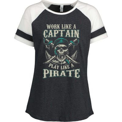 Funny Boat Captain Boating Pirate Motorboat Enza Ladies Jersey Colorblock Tee