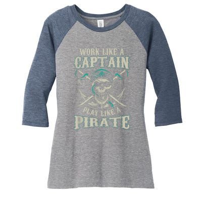 Funny Boat Captain Boating Pirate Motorboat Women's Tri-Blend 3/4-Sleeve Raglan Shirt