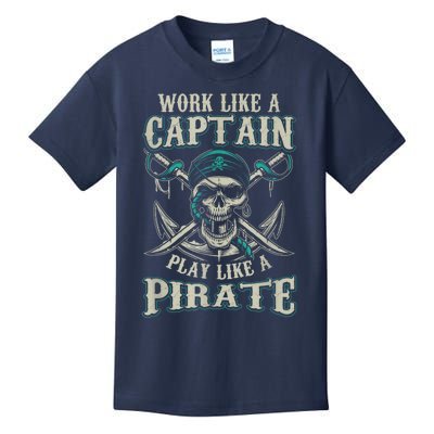 Funny Boat Captain Boating Pirate Motorboat Kids T-Shirt