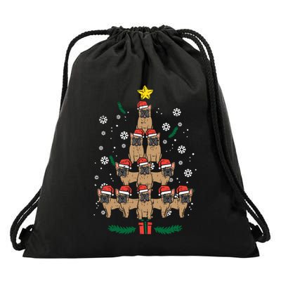 French Bulldog Christmas Tree Frenchie Dog Xmas Pjs Pajamas Gift Drawstring Bag