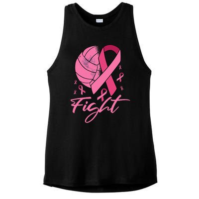 Fight Breast Cancer Volleyball Pink Ribbon Awareness Ladies PosiCharge Tri-Blend Wicking Tank