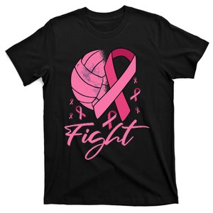 Fight Breast Cancer Volleyball Pink Ribbon Awareness T-Shirt