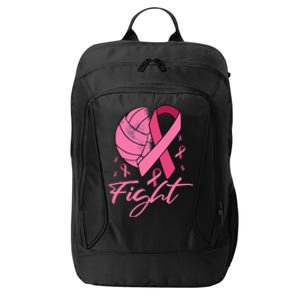 Fight Breast Cancer Volleyball Pink Ribbon Awareness City Backpack